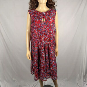 Roz & Ali Dress Barn Red Floral Lace Like Sleeveless Dress 18 Business Casual